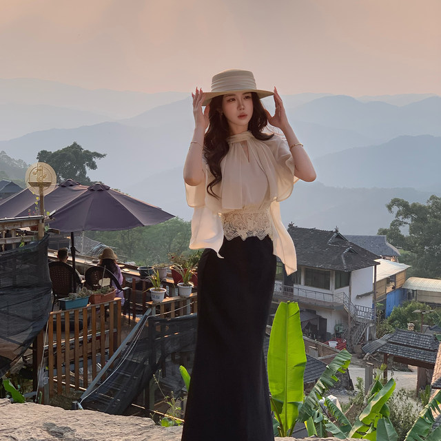 ເທິງສຸດ chiffon ສັ້ນ Li ຂອງ Muzi Li
