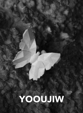 由己YOOUJIW几何迷幻蝴蝶戒指女原创开口指环925纯银色食指尾戒