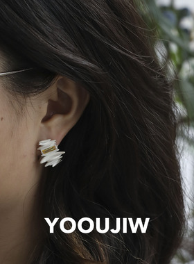 由己YOOUJIW游鱼原创设计师原创银镶嵌耳钉气质百搭简约情侣礼物