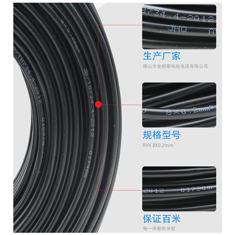 RVV8芯10芯12芯14芯16芯0.12/0.2/0.3平方电源信号控制护套电缆线