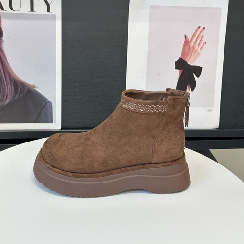 小个子厚底增高勃肯靴女2025秋冬新款小众复古大头英伦切尔西短靴 - 图3