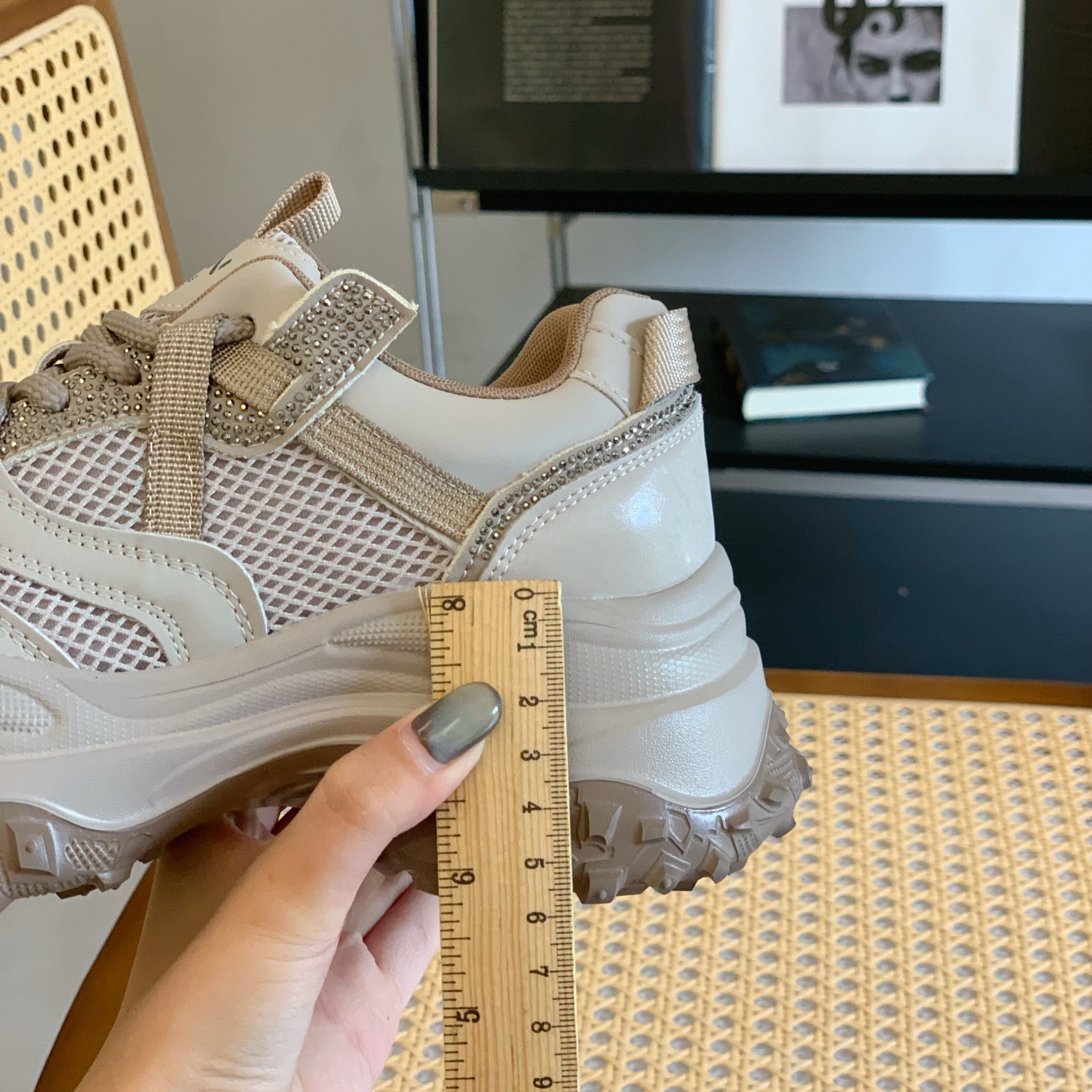 美式复古撞色时髦老爹鞋2025秋超火小个子增高6CM厚底休闲运动鞋 - 图2