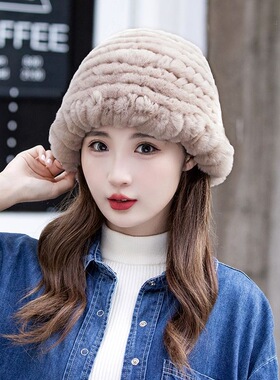 獭兔毛渔夫帽女秋冬保暖显脸小