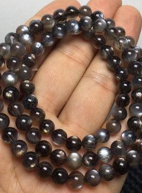 黑太阳手链天然水晶日光石黑加仑