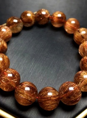 铜钛晶手链天然水晶金红石铜发晶