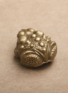 实心把件黄铜金蟾仿古微雕