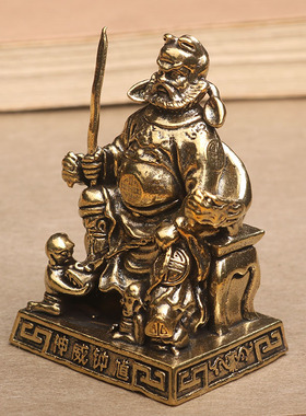 黄铜钟馗小摆件桌面手把件