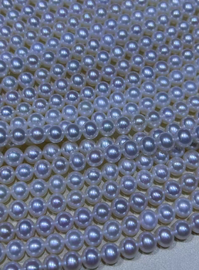 天然淡水极光珍珠项链近圆微瑕淡水akoya珍珠女友妈妈婆婆礼物