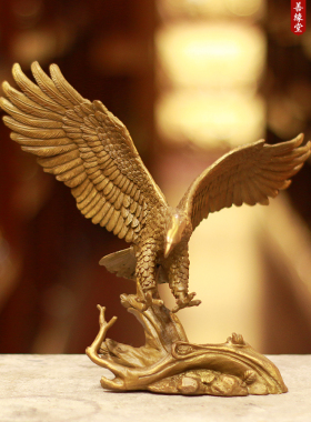 黄铜鹰摆件大鹏展翅办公室工艺品