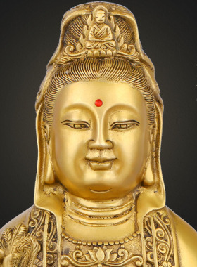 观音菩萨铜像佛像居家保平安摆件