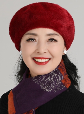 贝雷帽逛街时尚女士秋冬中老年人