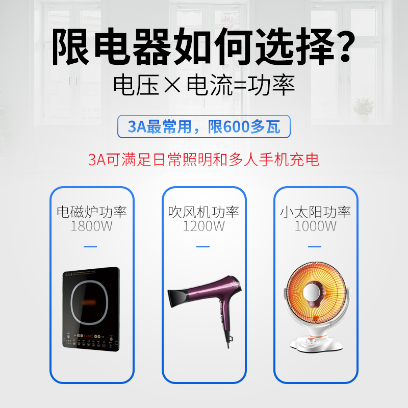 上海人民限流器限电器3A学校工地宿舍大功率电器自复位限流开关1A,淘宝优惠券,粉丝福利购,淘宝优惠卷