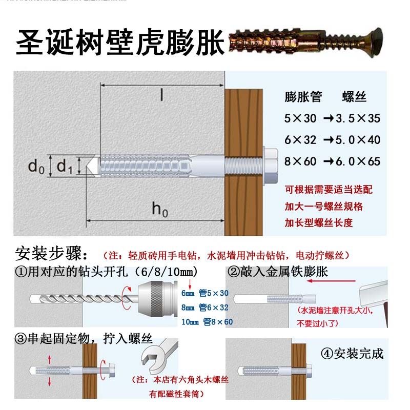 不锈钢304膨胀管 锯齿膨胀 加气砖泡沫砖用 6MM窗帘安装 轻型胀塞 - 图1