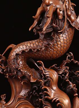 紫铜龙鱼摆件家居客厅装饰品