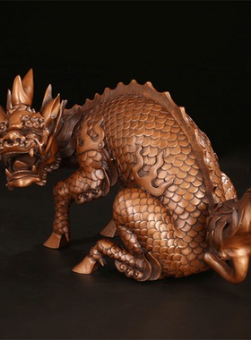 回头谛听紫铜瑞兽佛堂办公摆件