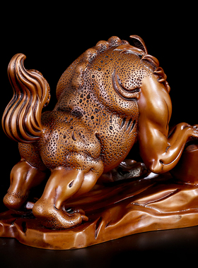 紫铜独角吞金貔貅僻邪兽皮休摆件