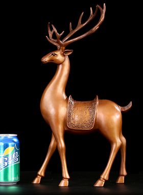 匠泽铜魂踏青卧鹿吉祥摆设装饰品