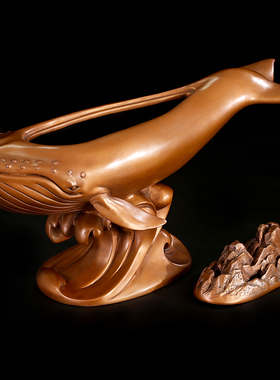 铜鲸鱼香炉装品创意摆件家居办公