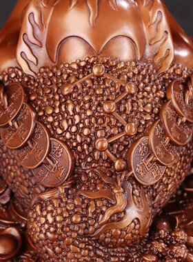 匠泽铜魂紫铜三足金蟾金钱元宝蟾蜍摆件送礼馈赠办公开业家居摆件