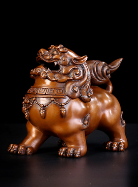 匠泽铜魂天狮香炉瑞兽摆件工艺品