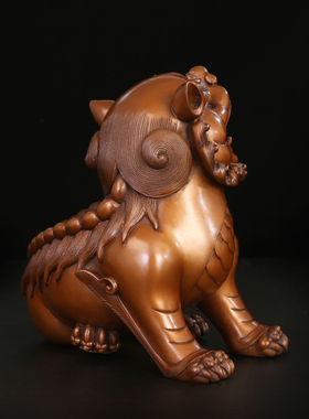 摆件紫铜祥瑞一对风水装饰北京狮