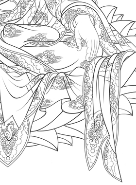 高清毗卢遮那佛白描底稿工笔画佛像人物线稿勾线线描实物纸质打印