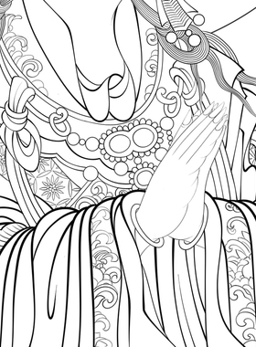 高清献寿图白描底稿工笔画线稿传统人物线描实物纸质打印稿非宣纸