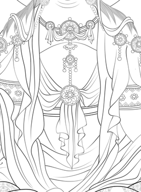 莲台观音菩萨国画白描底稿佛像人物工笔画线稿线描打印勾线过稿
