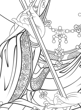 高清文殊菩萨白描底稿工笔画佛像线稿勾线线描实物纸质打印非宣纸
