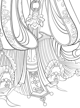 高清献寿图白描底稿工笔画线稿传统人物线描实物纸质打印稿非宣纸