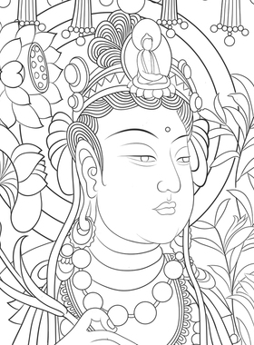 高清敦煌菩萨白描底稿工笔画佛像人物线稿勾线线描实物纸质打印