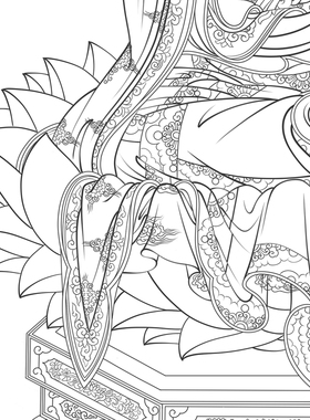 高清毗卢遮那佛白描底稿工笔画佛像菩萨线稿勾线线描实物纸质打印