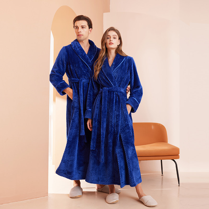 速热双面加绒秋冬季情侣浴袍男睡衣睡袍加厚长款女珊瑚绒收腰长袍,淘宝优惠券,粉丝福利购,淘宝优惠卷