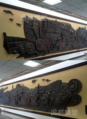 铜雕人物浮雕壁画雕塑 铸铜校园文化背景墙 红色文化紫铜锻铜影壁