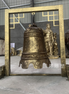 铸铜廉政警钟雕塑 户外校园 展厅景观标志摆放仿铜警钟长鸣 壁钟