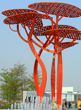 大型不锈钢树伞雕塑金属编织发光钢结构大树摆放户外景观广场雕塑