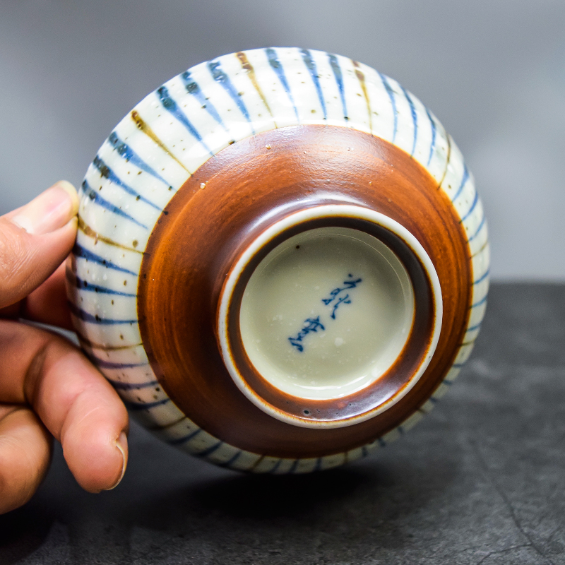 千年瓷语日本刷毛卷十草饭碗情侣对碗小碗十草纹陶瓷家用碗线条碗