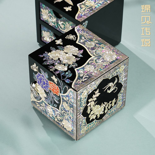 锦贝传说螺钿首饰盒结婚礼物送新人新娘陪嫁盒订婚三金手镯收纳盒 - 图3