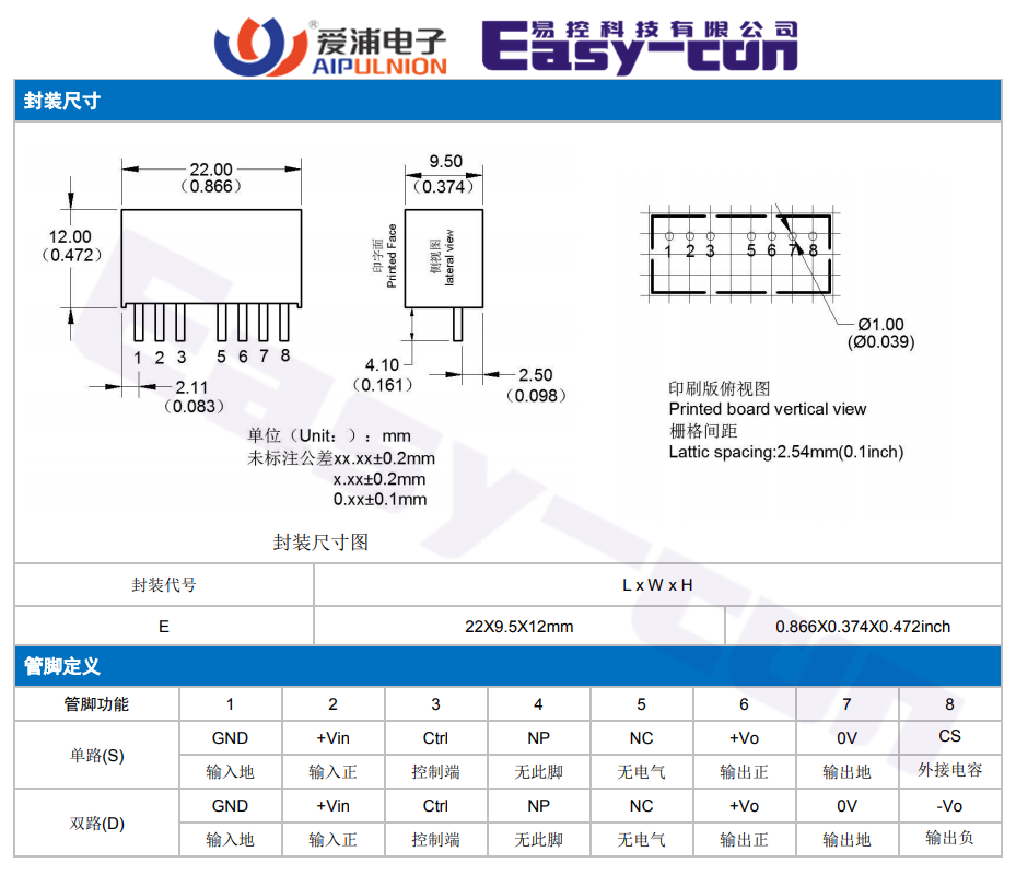 FK1-24D05E3 FK1-24D12E3 FK1-24D15E3 FK1-24D24E3 DC电源模块1W - 图2