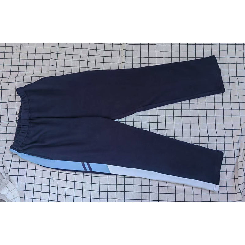 藏蓝宽天蓝斜拼两条藏蓝条斜拼宽白条学生加绒运动校服裤子26中,淘宝优惠券,粉丝福利购,淘宝优惠卷