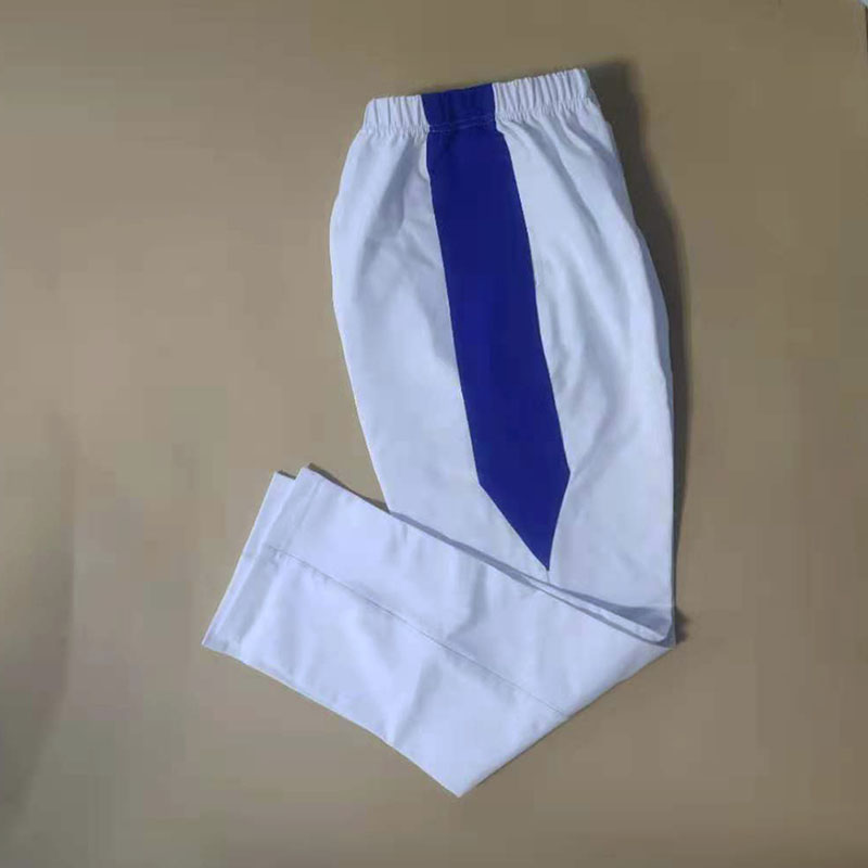 纯白色宽宝蓝箭头儿童中小学生加绒运动休闲直筒校服裤子加绒加厚 - 图2