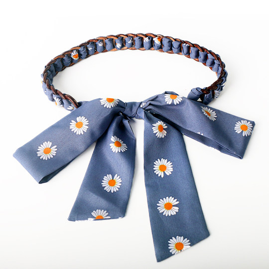 Daisy skirt jeans long silk scarf belt