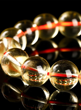 晶德珠宝8A级天然黄水晶手链冰透雪梨色水晶单圈圆珠手串饰品