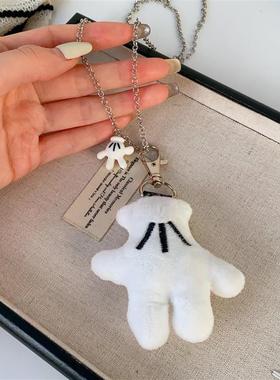 萌趣卡通米奇手套吊坠项链独特创意设计长款锁骨链甜美百搭项饰潮