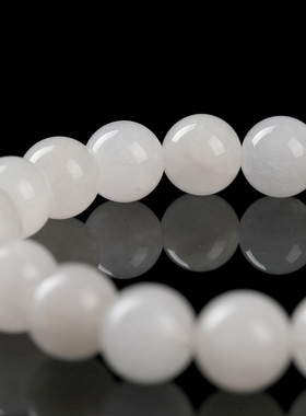 晶德珠宝新天然白兔毛细密顺发水晶手串男女饰品礼物单圈圆珠手链