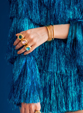 欧美不锈钢锆石戒指开口高级感小众指环钛钢手饰品rings