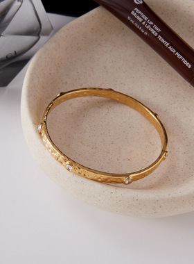 钛钢锆石手镯不掉色手饰18k金不锈钢饰品高级感轻奢