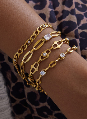 钛钢锆石手链小众轻奢手饰不掉色不锈钢饰品女高级感