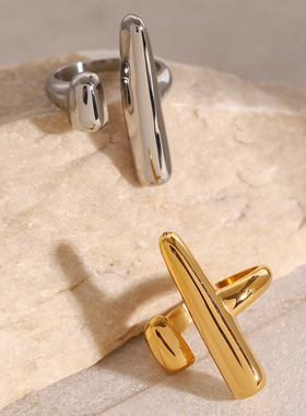 欧美不锈钢几何开口戒指高级感夸张指环钛钢手饰品rings