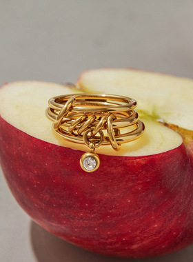 饰品锆石素圈多层叠戴戒指钛钢不掉色轻奢高级感ring